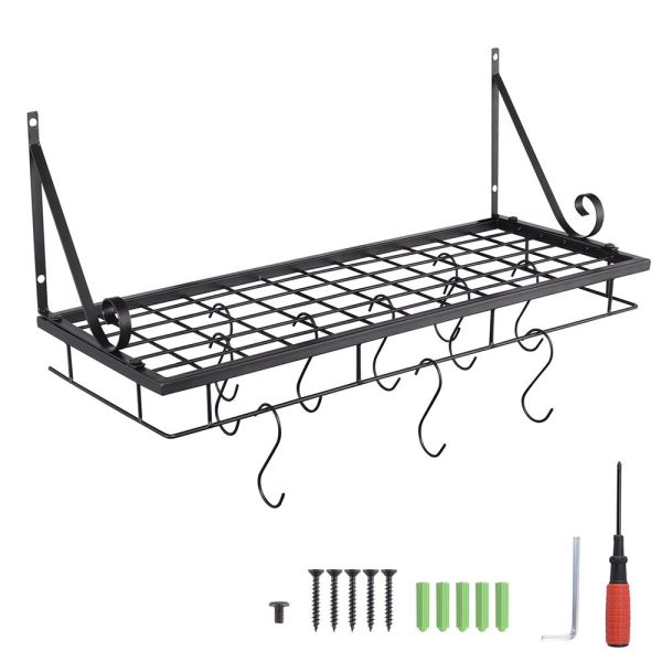 TheLAShop Wall Pots and Pans Rack Hanger w  10 Hooks on Sale