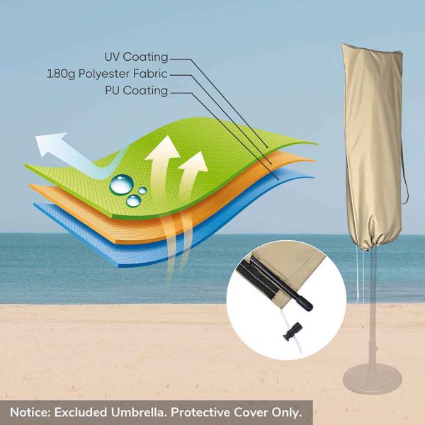 TheLAShop 15ft Patio Umbrella Cover with Zipper & Rod 61x28 in. Supply - Image 3