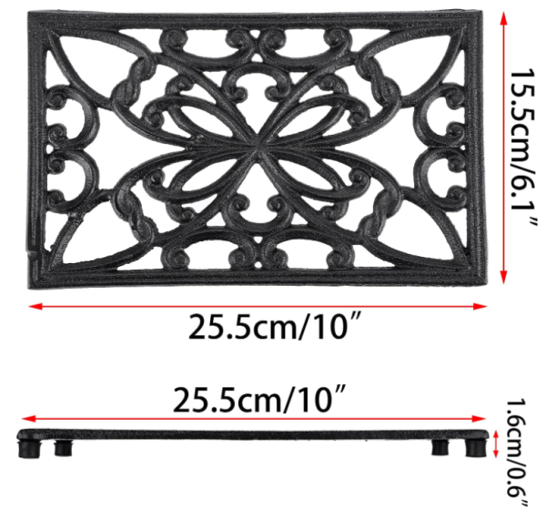Rectangle 10  x 6.1  Cast Iron Trivet, Rustic Heat Resistant Metal Trivet Hot Plate Pad for Hot Dish Pot Pan Teapot, Kitchen Dining Countertop Table Hot on Sale - Image 2