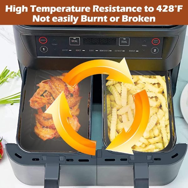 2Pcs Air Fryer Silicone Liners for Ninja Dual Air Fryer, Non-Stick Reusable Air Fryer Basket Accessories for Ninja Foodi DZ201  DZ401 8-10 QT Hot on Sale - Image 5