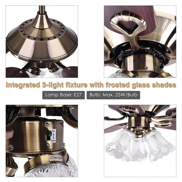 TheLAShop 51  Ceiling Fan with Lights Reversible 5-Blade Bronze Remote For Sale - Image 5