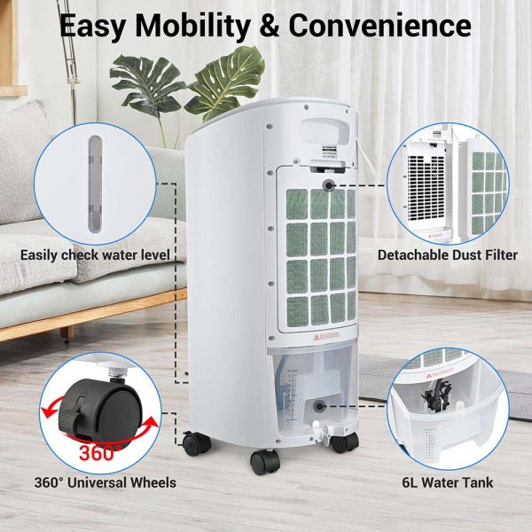 TheLAShop 65W Portable Evaporative Air Cooler Remote Control 6L Tank Online Hot Sale - Image 3