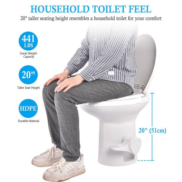 TheLAShop Gravity Flush RV Toilet Pedal Flush for Campsite Residences Supply - Image 2