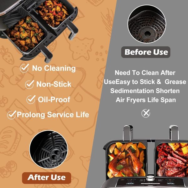2Pcs Air Fryer Silicone Liners for Ninja Dual Air Fryer, Non-Stick Reusable Air Fryer Basket Accessories for Ninja Foodi DZ201  DZ401 8-10 QT Hot on Sale - Image 3