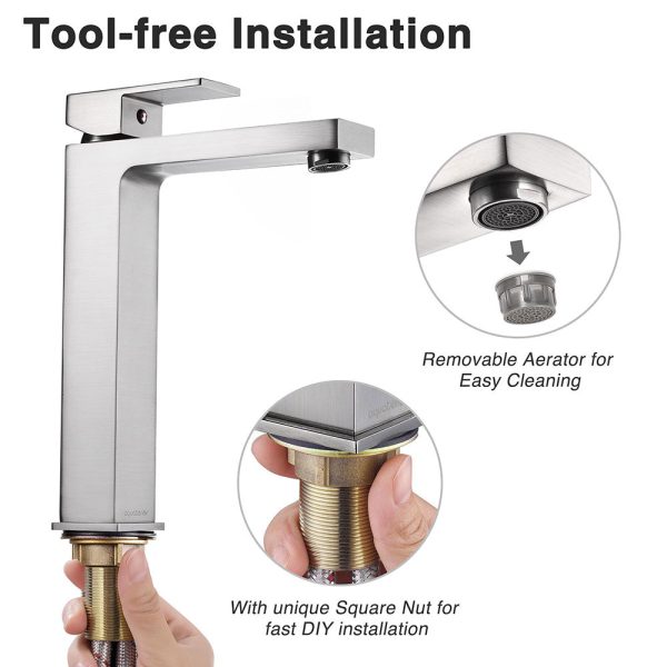 Aquaterior Bath Lavatory Vessel Sink Faucet 10.4  Square Online - Image 3