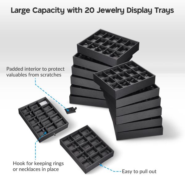 TheLAShop Jewelry Rolling Case with 20 Trays TSA Locks Vendor Display Case Sale - Image 2