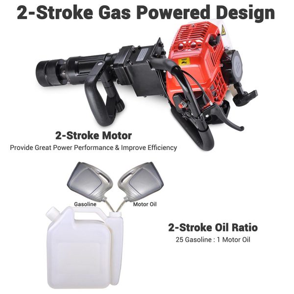 TheLAShop 32.7cc EPA 2in1 Gasoline Jackhammer & T-Post Pile Driver Tool Kit Supply - Image 4