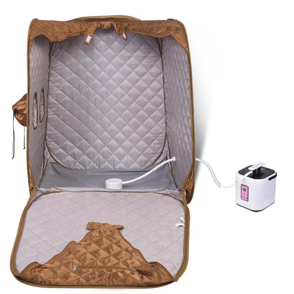 TheLAShop Folding Portable Sauna Tent Personal Steam SPA Brown 2L Online now - Image 2
