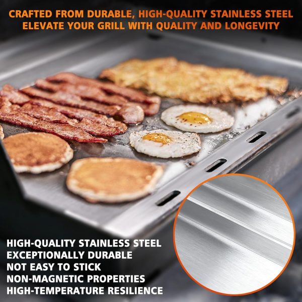 Full Size Griddle for Weber Genesis 325 335(2022), Genesis II & Genesis II LX 300 Series (2017 and Newer), Stainless Steel Griddle Insert with Handles Sale - Image 4
