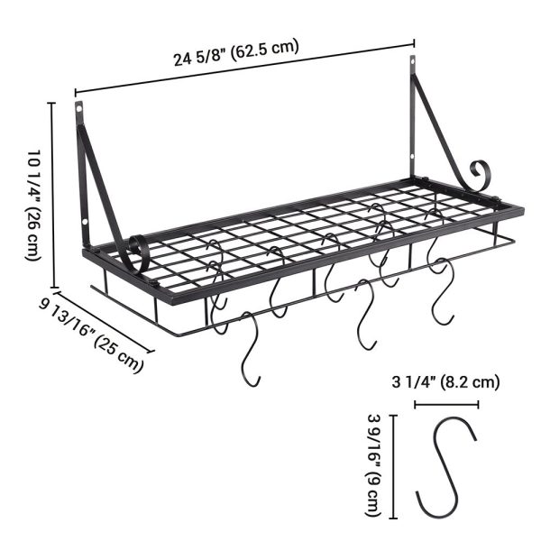 TheLAShop Wall Pots and Pans Rack Hanger w  10 Hooks on Sale - Image 2
