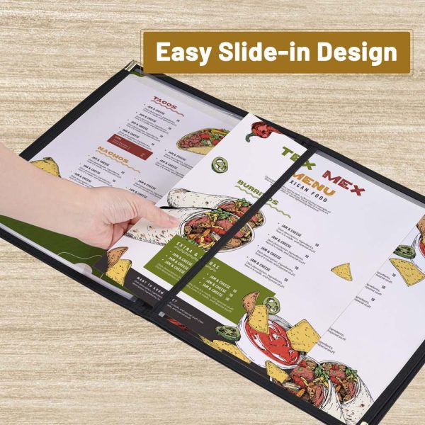 TheLAShop 10ct pk PU Leather Menu Cover + PVC Holders 6-View 8-1 2x11 For Cheap - Image 4