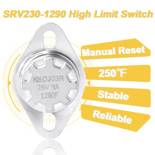 High Limit Heat Switch SRV230-1290 for Quadra-Fire Santa Fe, MT Vernon, Classic Bay 1200, Heatilator CAB50, PS35, PS50 Pellet Stoves Cheap - Image 3