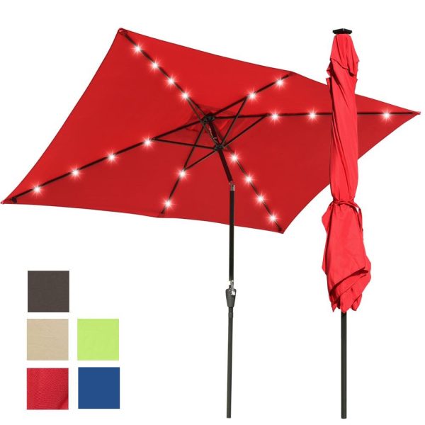 TheLAShop 10ft Rectangular Umbrella with Solar Lights For Sale