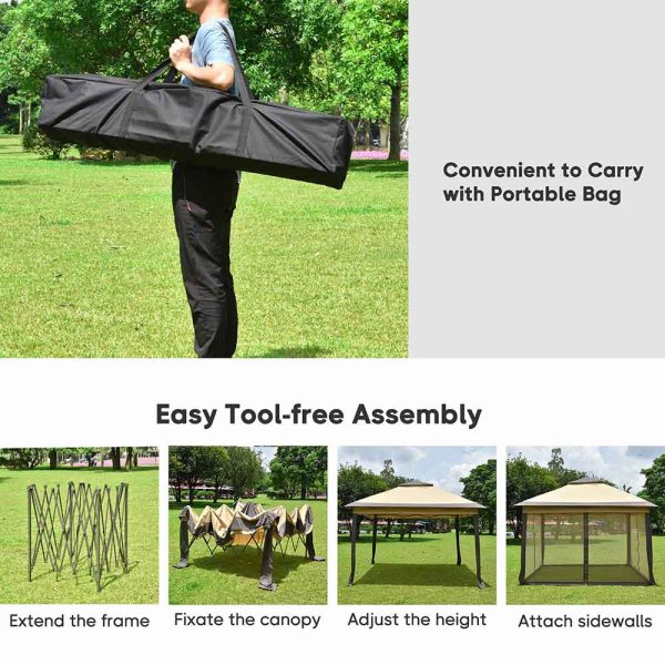 TheLAShop 11x11 ft Pop Up Gazebo with Netting UV30+ Fashion - Image 5