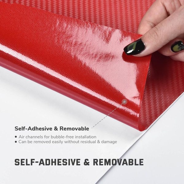 TheLAShop Red Carbon Fiber Wrap 98ft x 5ft 3D Car Vinyl Sticker Roll Online now - Image 4