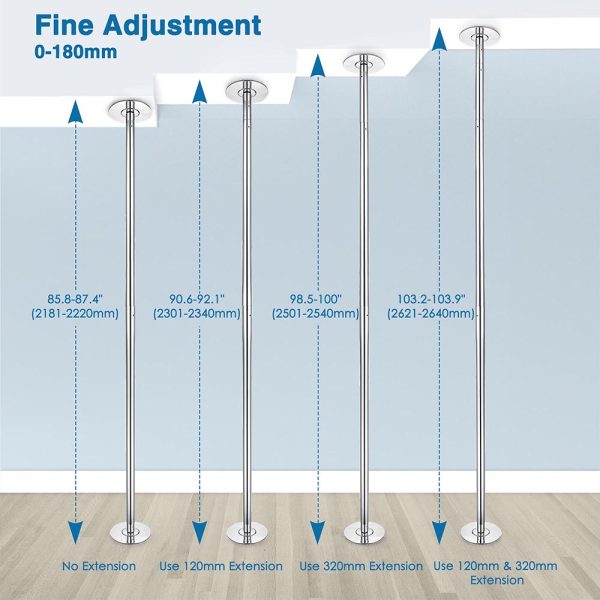 TheLAShop Dance Pole Static and Spinning Dance Pole 45mm Online - Image 3