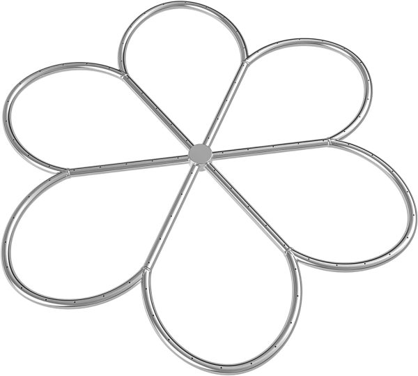 36-Inch Stainless Steel Fire Pit Burner, Flower-Shape Burner Ring for Fire Pit, Natural Gas & Propane Fireplace, Max BTU 443K For Sale