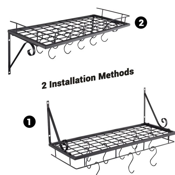 TheLAShop Wall Pots and Pans Rack Hanger w  10 Hooks on Sale - Image 3