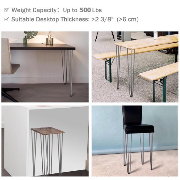 TheLAShop 34  Hairpin Legs Set of 4, 3-Rod Steel, Raw Steel Online now - Image 3