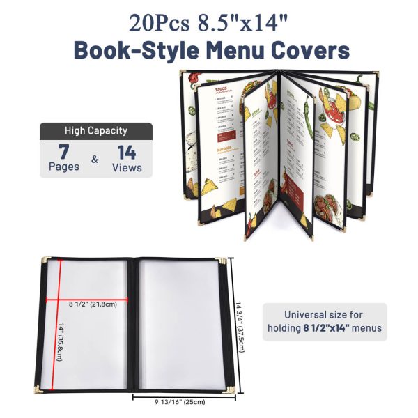 TheLAShop 8 1 2 x14  Plastic Menu Covers Folder 7-Page 14-View 20ct pk Cheap - Image 2
