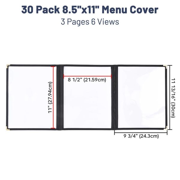TheLAShop Menu Cover Folder 8.5x11 3-Page 6-View 30ct. PK Online now - Image 2