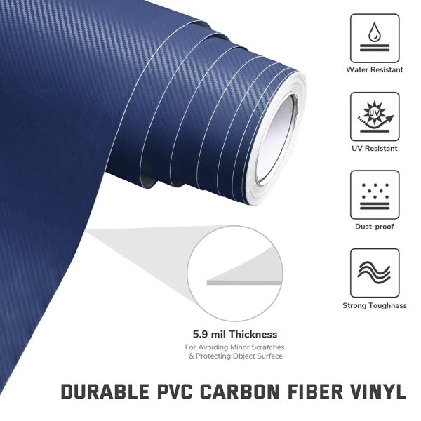 TheLAShop Blue Carbon Fiber Wrap 98ft x 5ft 3D Car Vinyl Sticker Roll For Cheap - Image 4