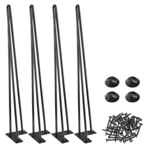 TheLAShop 28  Hairpin Legs Set of 4, 3-Rod Steel, Black For Discount