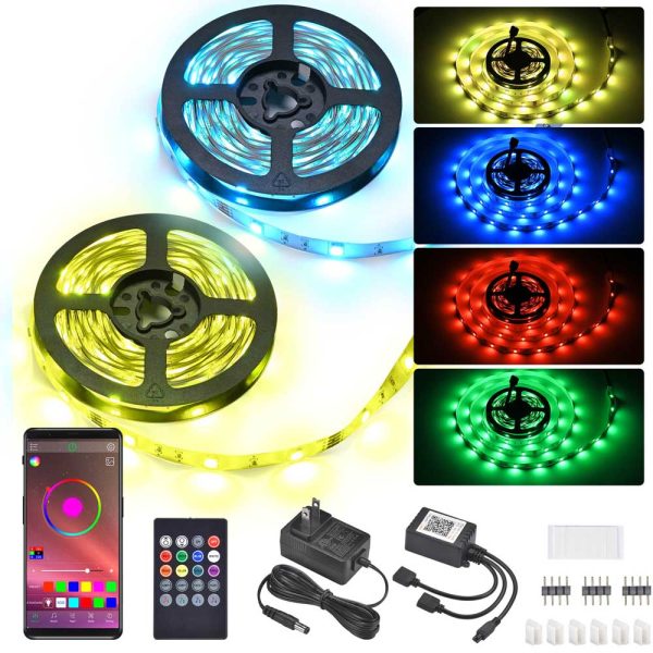TheLAShop 32ft Color Changing LED Strip Lights Bluetooth App Music Remote For Discount