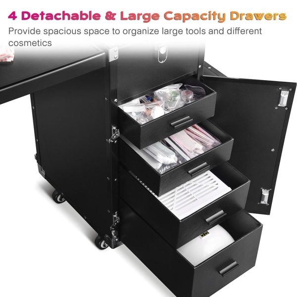 TheLAShop Nail Salon Pedicure Rolling Case Mobile Cart with Stool Drawers Online Hot Sale - Image 3