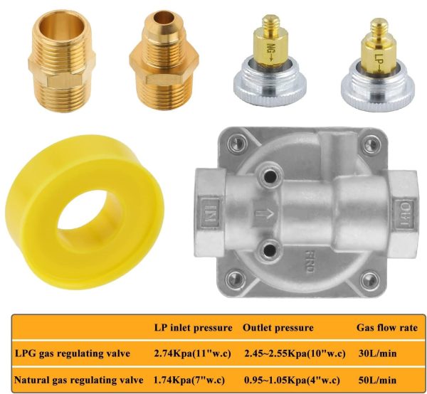 1 2  Gas Pressure Regulator, Natural Gas and Liquefied Interchange Pressure Regulator with 2 Brass 1 2  NPT Conversion Adapter for NG LPG Applications Cheap - Image 4