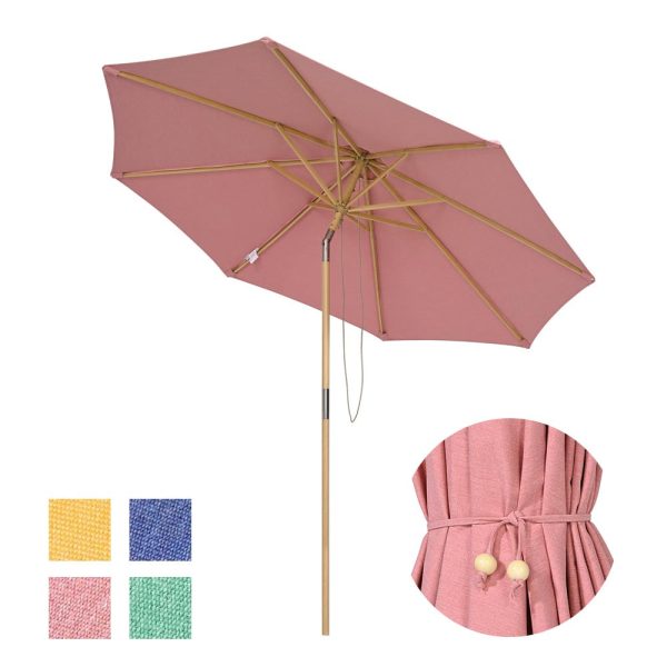 TheLAShop 9ft Wood Outdoor Umbrella with Acrylic Fabric UV50+ 10yr Online Hot Sale