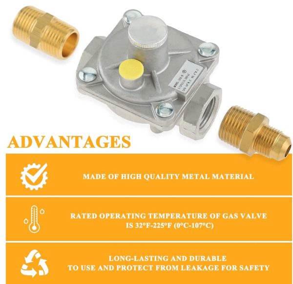 1 2  Gas Pressure Regulator, Natural Gas and Liquefied Interchange Pressure Regulator with 2 Brass 1 2  NPT Conversion Adapter for NG LPG Applications Cheap - Image 3