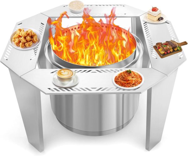 Adjustable Fire Pit Surround Table 41  or 48  for Solo Stove Yukon, Bonfire, Ranger, Stainless Steel Surround Tabletop with 2 Assembly Methods Online Hot Sale