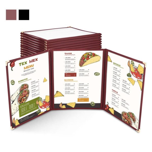 TheLAShop Menu Cover Folder 8.5x11 3-Page 6-View 30ct. PK Online now
