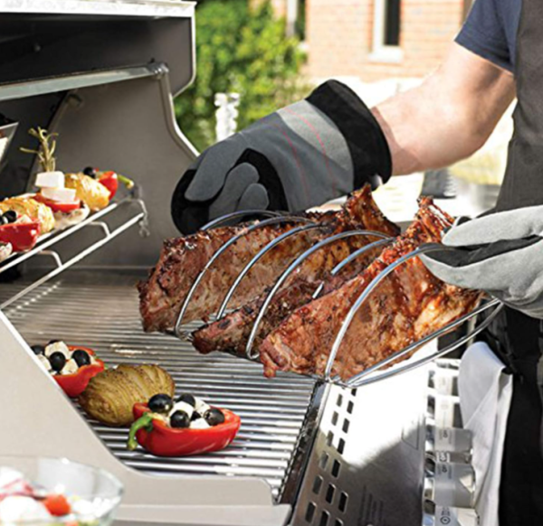 BBQ Rib Rack For Smoker Large Big Green Egg, Kamado Joe Smoker Joe and 18  or Larger Grills Roast grill, Gas Charcoal Grill Smoker, Stainless Steel For Discount - Image 5