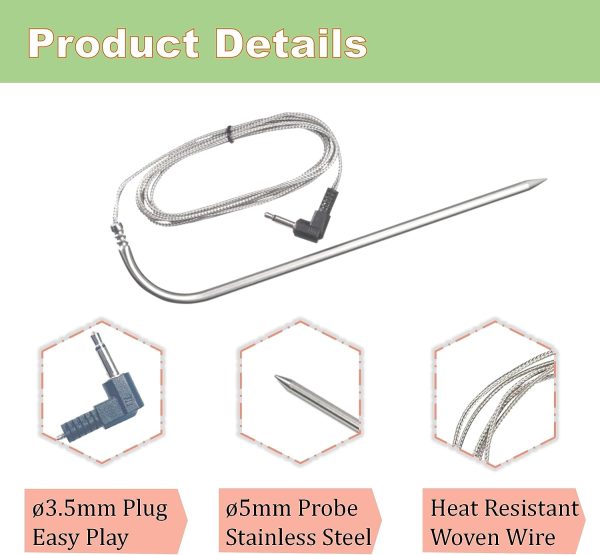 2Pcs Meat Probe Thermometer for Z Grills Wood Pellet Grill and Smokers Hot on Sale - Image 2