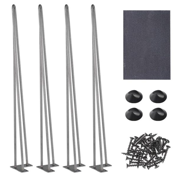 TheLAShop 34  Hairpin Legs Set of 4, 3-Rod Steel, Raw Steel Online now