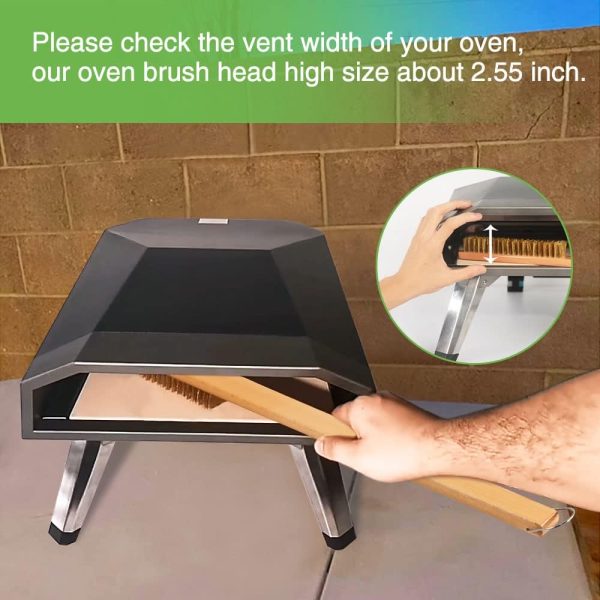 Pizza Oven Brush for Ooni Karu, Fyra, Koda Pizza Ovens, Copper Wire Pizza Stone Cleaning Brush with Scraper, Outdoor Pizza Oven Accessories Online now - Image 2