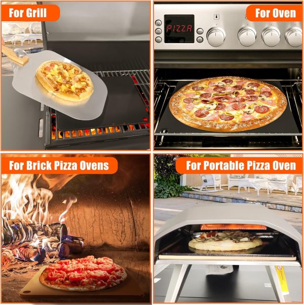 6 PCS Pizza Steel Set for Oven and Grill, Pizza Steel with Pizza Peel, Cutter Rocker, Measuring Scale Scraper, Plastic Cutter & 20 PCS Cooking Paper Hot on Sale - Image 4