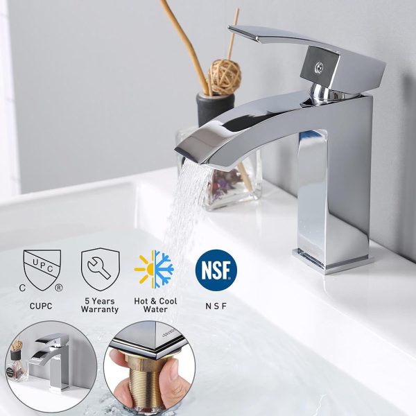 Aquaterior Bathroom Faucet Single Handle Square Hot & Cold 7 H Sale - Image 3