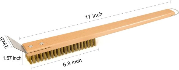 Pizza Oven Brush for Ooni Karu, Fyra, Koda Pizza Ovens, Copper Wire Pizza Stone Cleaning Brush with Scraper, Outdoor Pizza Oven Accessories Online now - Image 3