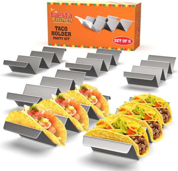 6 Pcs Taco Holder Stand Trays, Oven & Grill Safe Stainless Steel Taco Racks With Handles, Fill & Serve Tacos With Ease Cheap