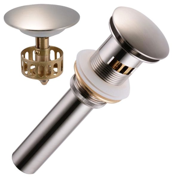 TheLAShop 1 5 8  Sink Pop Up Drain w  Overflow & Tray Brushed Nickel For Discount