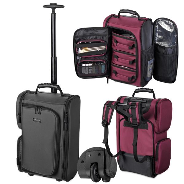 TheLAShop Rolling Backpack with Pouches Makeup Artist Case on Sale
