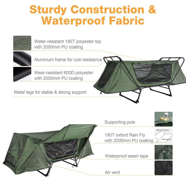 TheLAShop One Person Camping Cot Tent Waterproof RainFly Online Sale - Image 5
