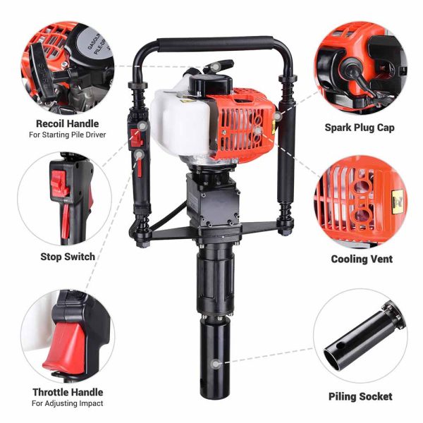 TheLAShop 32.7cc 1.2hp 2-stroke T-post EPA Gas Powered Petrol Pile Driver Kit on Sale - Image 4