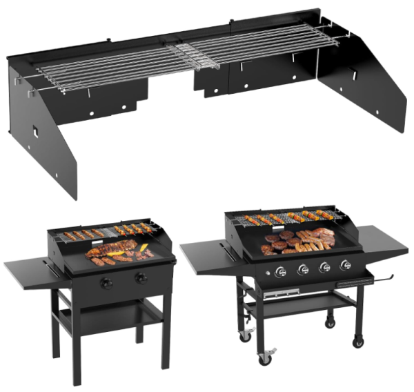 Universal Griddle Wind Guard and Warming Rack Set for Griddle From 28  to 36  without a Hood, Wind Screen for Blackstone 36  and other w  Rear Grease Online Sale
