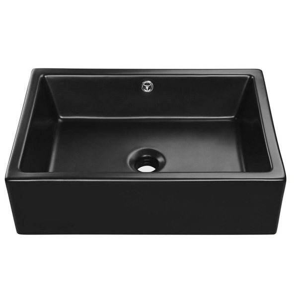 Aquaterior Black Sink Rectangular with Overflow Drain 21x15 For Discount - Image 4