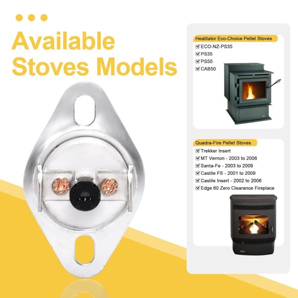 High Limit Heat Switch SRV230-1290 for Quadra-Fire Santa Fe, MT Vernon, Classic Bay 1200, Heatilator CAB50, PS35, PS50 Pellet Stoves Cheap - Image 2