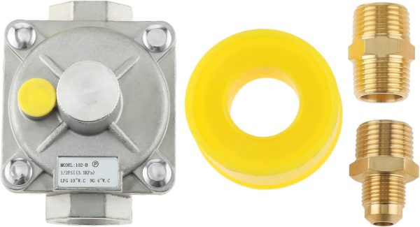 1 2  Gas Pressure Regulator, Natural Gas and Liquefied Interchange Pressure Regulator with 2 Brass 1 2  NPT Conversion Adapter for NG LPG Applications Cheap